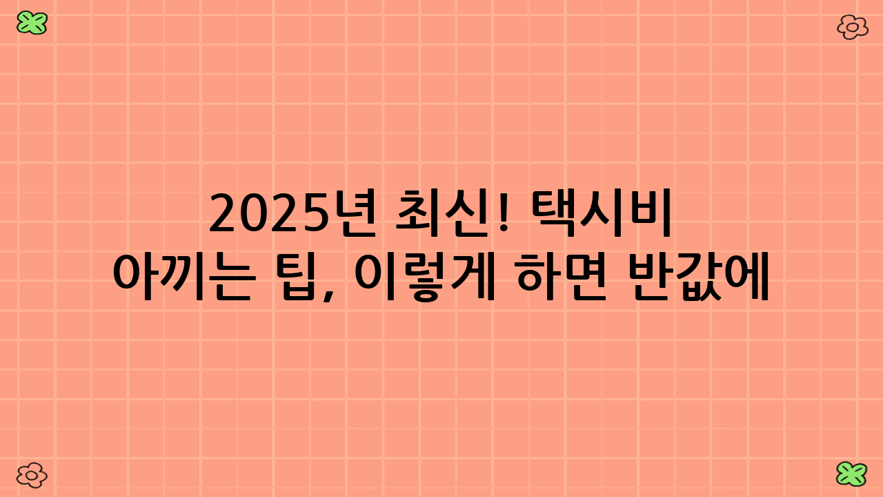 2025년 최신! 택시비 아끼는 팁, 이렇게 하면 반값에 탑니다!