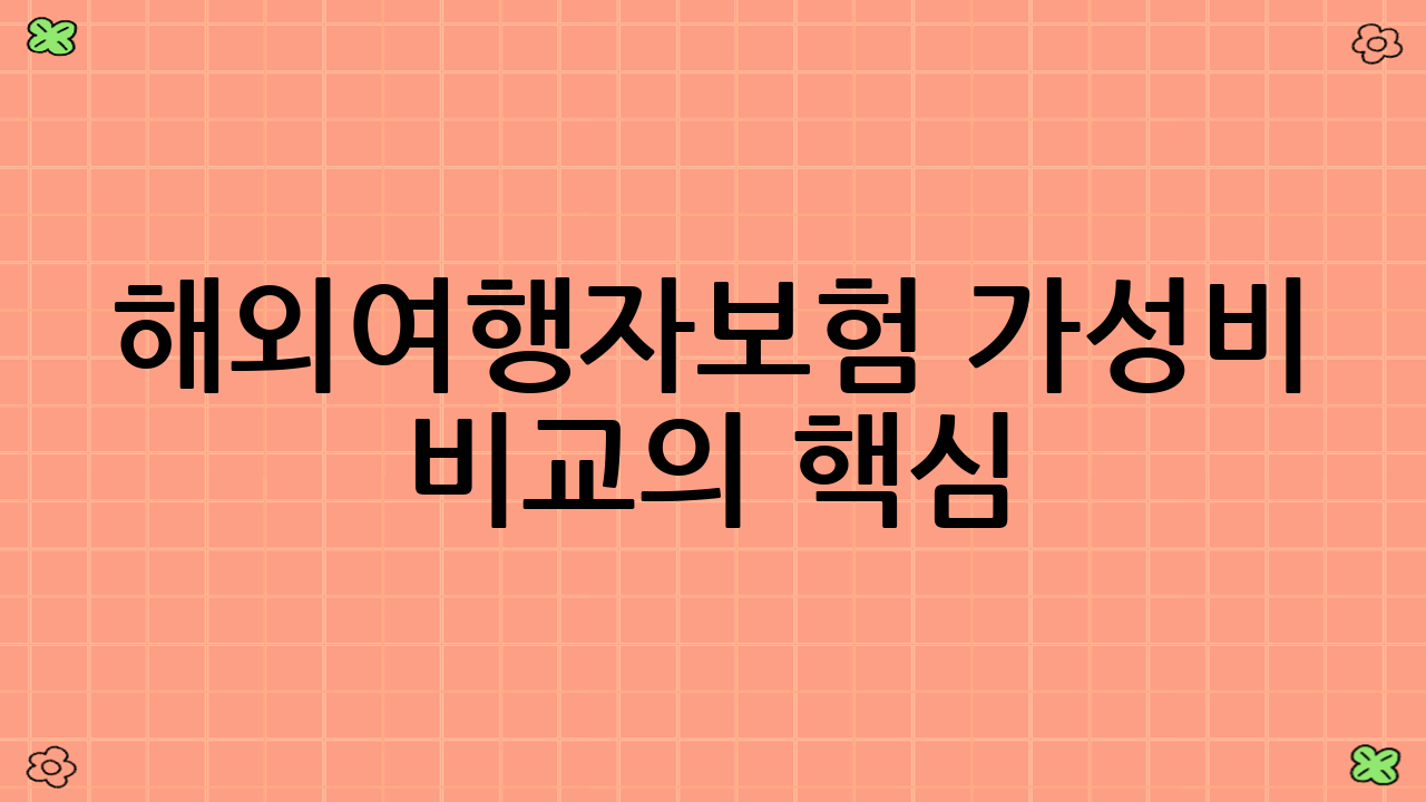 해외여행자보험 가성비 비교의 핵심: 특약과 자기부담금 파헤치기