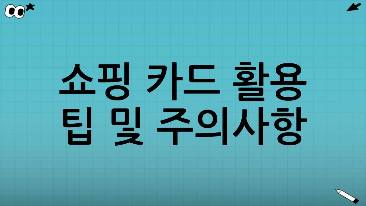 쇼핑 카드 활용 팁 및 주의사항