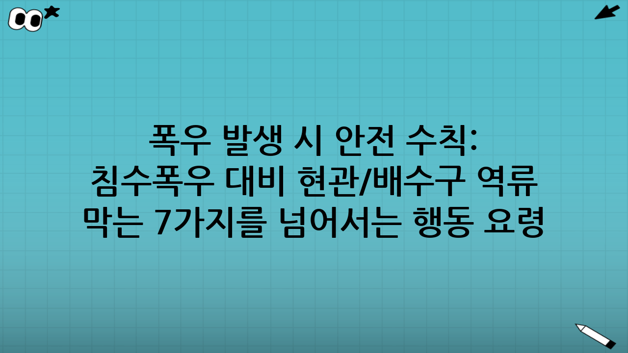 폭우 발생 시 안전 수칙: 침수·폭우 대비 현관/배수구 역류 막는 7가지를 넘어서는 행동 요령