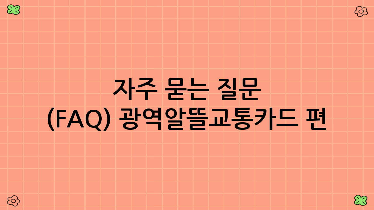 자주 묻는 질문 (FAQ) - 광역알뜰교통카드 편