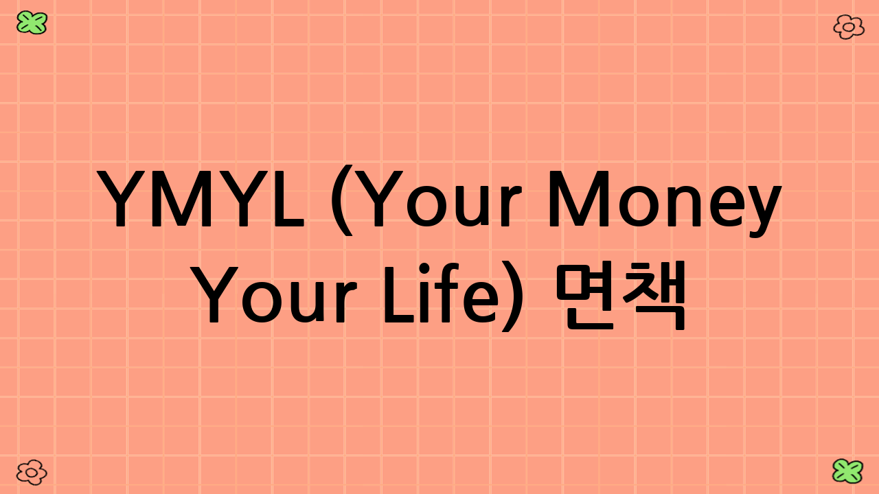 YMYL (Your Money Your Life) 면책 조항 및 중요 안내
