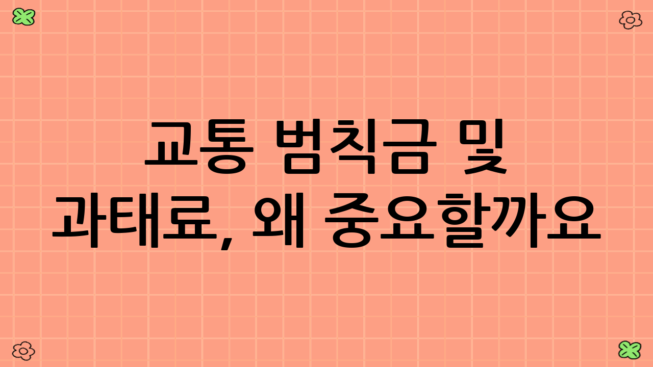 교통 범칙금 및 과태료, 왜 중요할까요?
