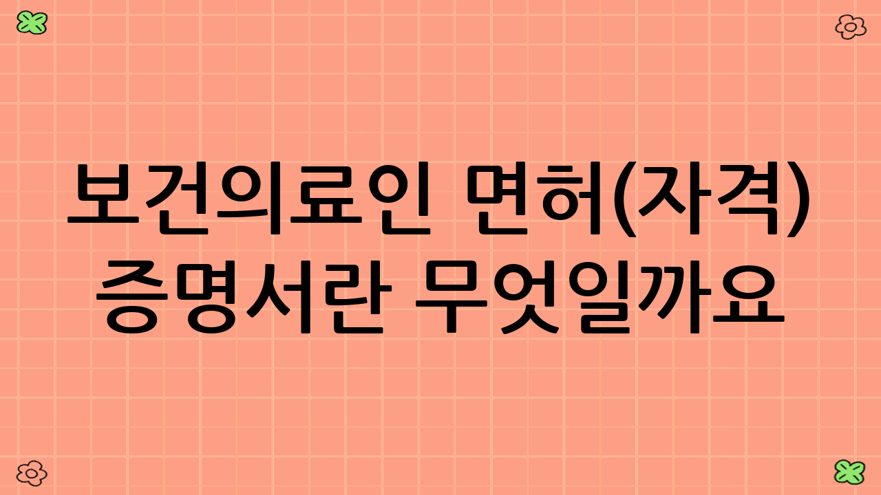 보건의료인 면허(자격) 증명서란 무엇일까요?