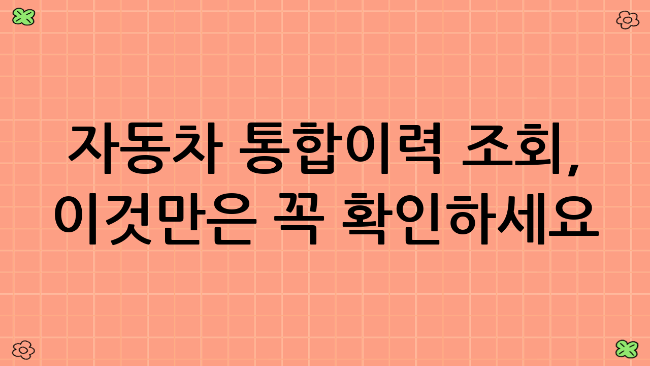 자동차 통합이력 조회, 이것만은 꼭 확인하세요!