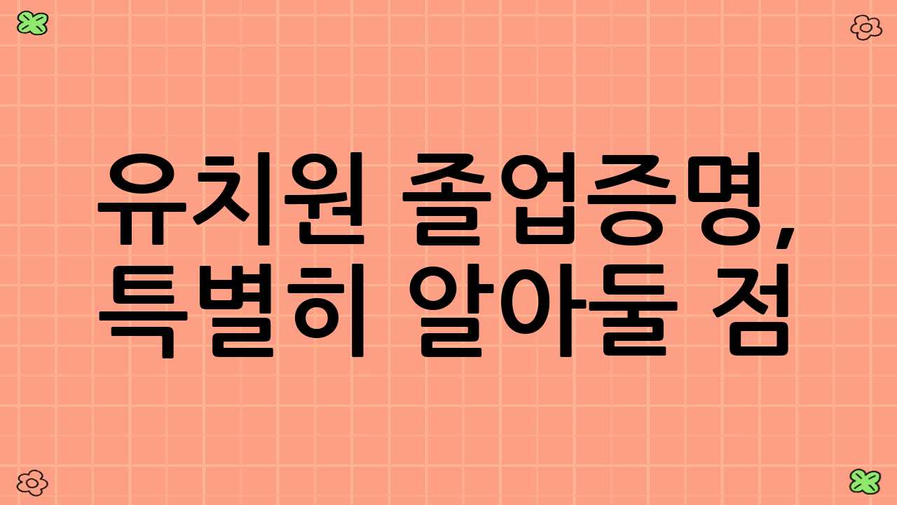 유치원 졸업증명, 특별히 알아둘 점