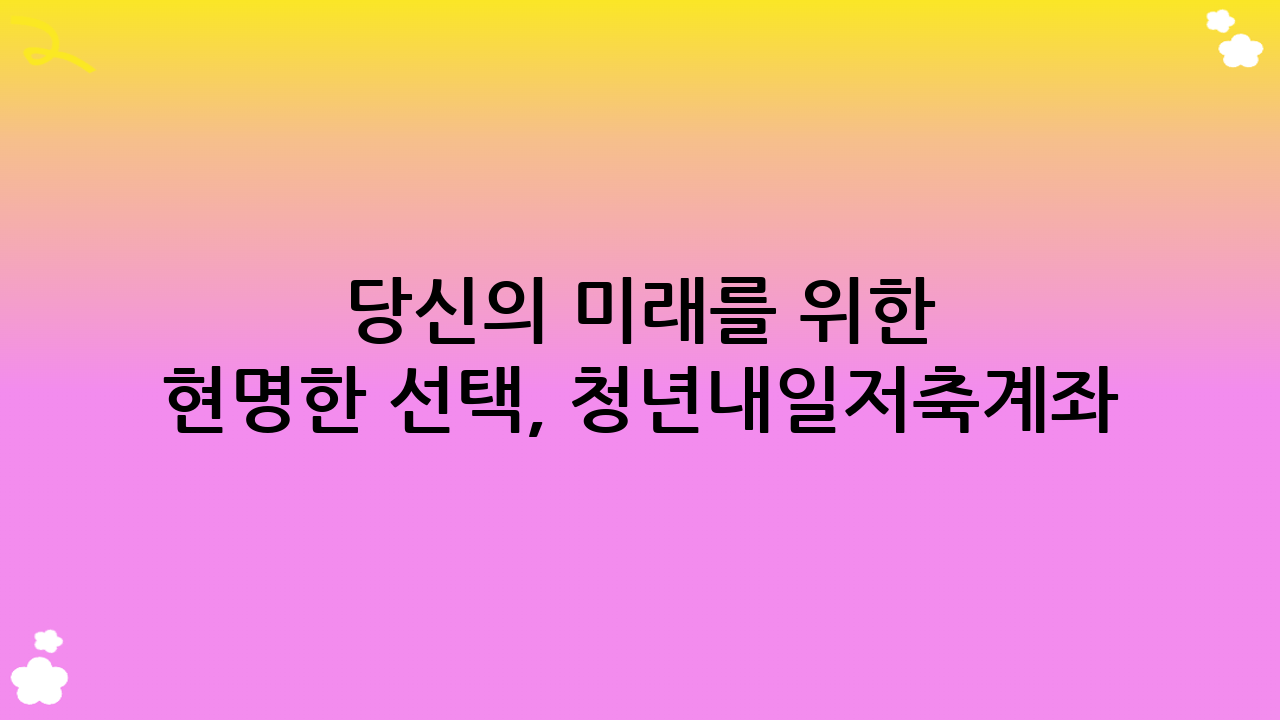 당신의 미래를 위한 현명한 선택, 청년내일저축계좌
